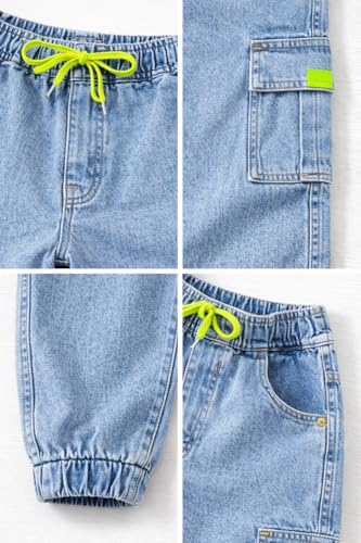 Image of Bold N Elegant Comfy Kid's Trendy Cool Print Washed 6 Pocket Denim Elasticated Jeans Joggers Pant for Baby Boys Girls
