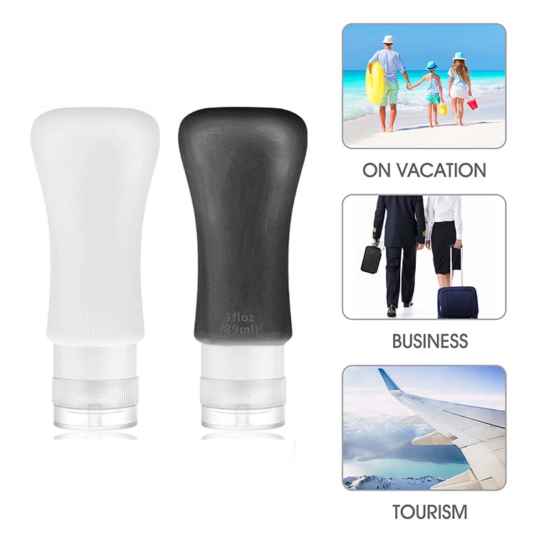 Miniatura 3 de Paquete de 18 botellas de viaje, 3 onzas, 2 onzas, a prueba de fugas, accesorios de viaje, artículos de tocador, botellas de champú y acondicionador