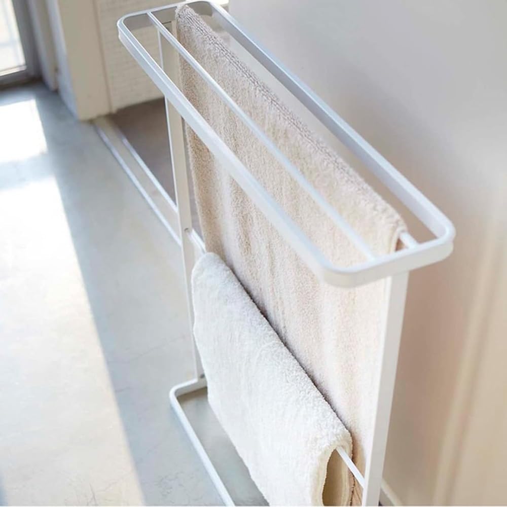 Portasciugamani da Terra Portasciugamani da Terra in Ferro Portasciugamani da Pavimento Portaoggetti da Bagno Portasciugamani Semplice da Bagno Portasciugamani(Nero)