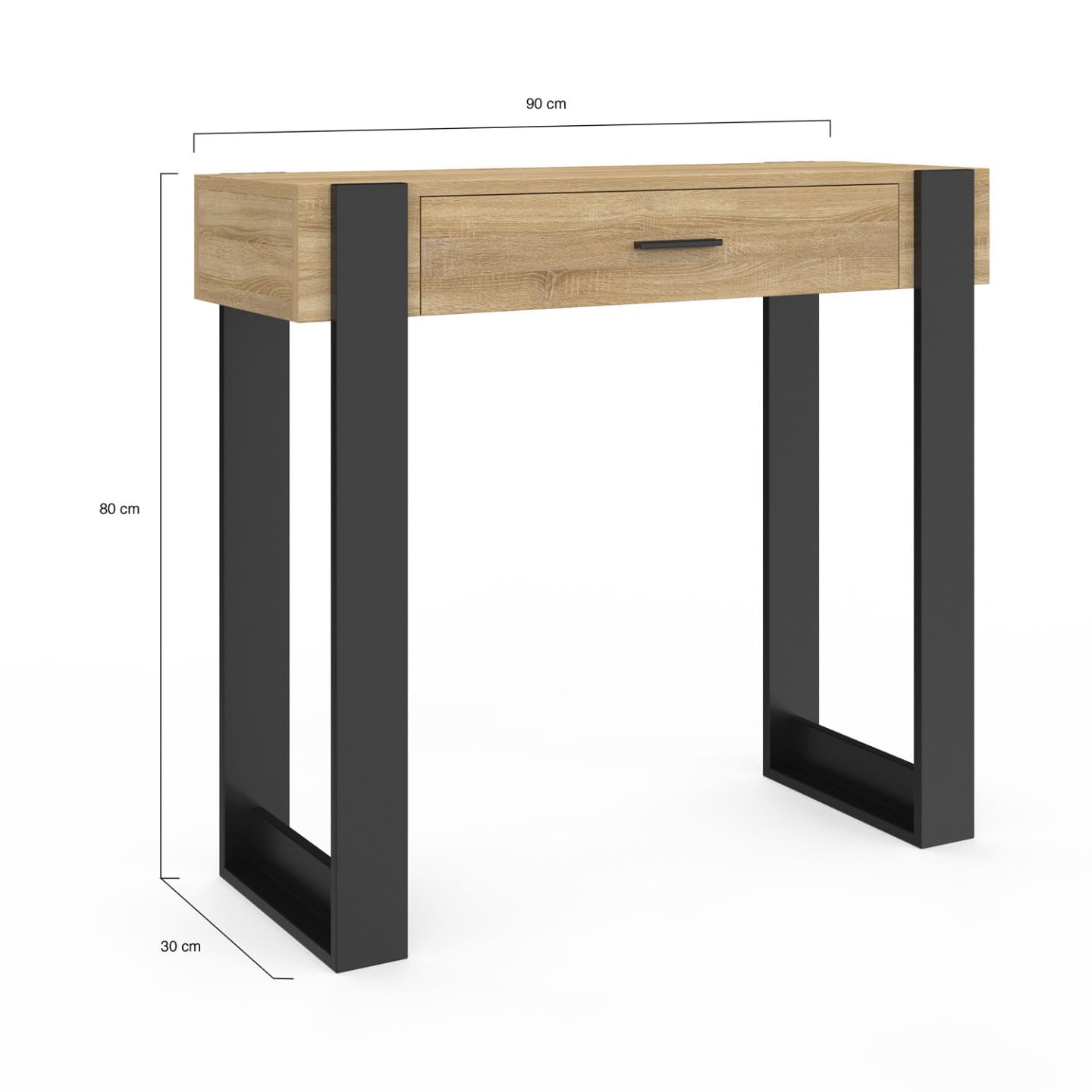 IDMarket - Consola PHOENIX de madera y negro con 1 cajón