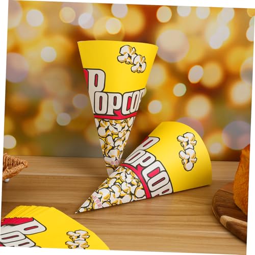Image of TOYANDONA 100 Pcs Paper Popcorn Bags, Cone Shaped Party Popcorn Boxes Candy Container Great Carnival Snacking Bags for Birthday Theater Themed Parties Movie Nights (Pack of 2)