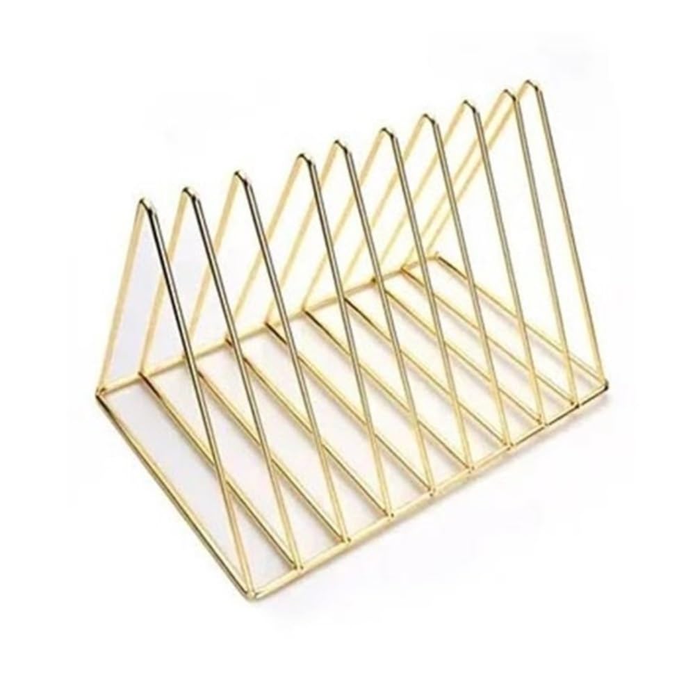 Stojak na dokumenty Regał na książki Iron Triangle, biurko do nauki, stojak na czasopisma, artykuły biurowe, edukacyjne i kulturalne(Gold)