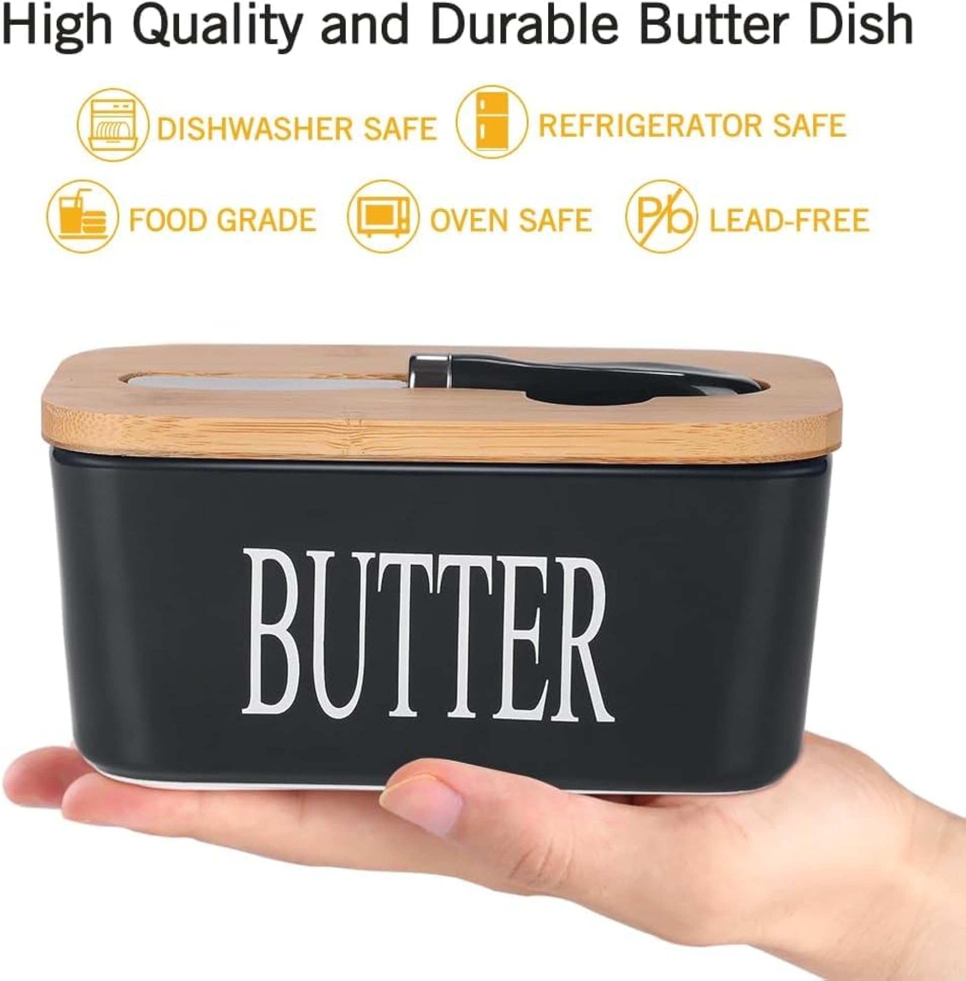 Porcelain Butter Dish with Bamboo Lid