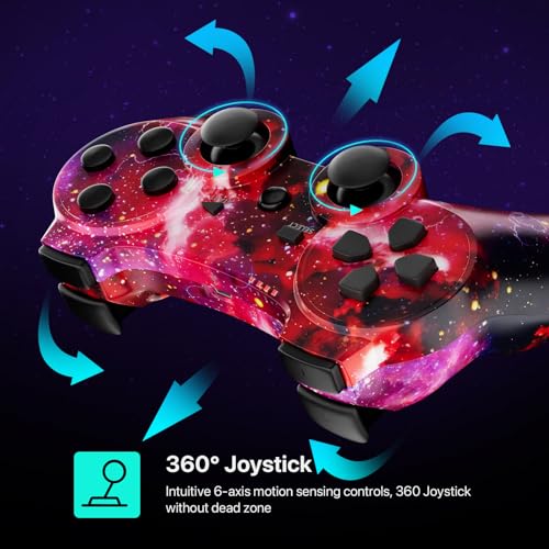 CHENGDAO Controller for PS3 2 Pack Wireless Controller for Playstaion 3 6-Axis with High-Performance Double Virbration, Motion Control, USB Charging Cable (Skull + Galaxy) - Image 5