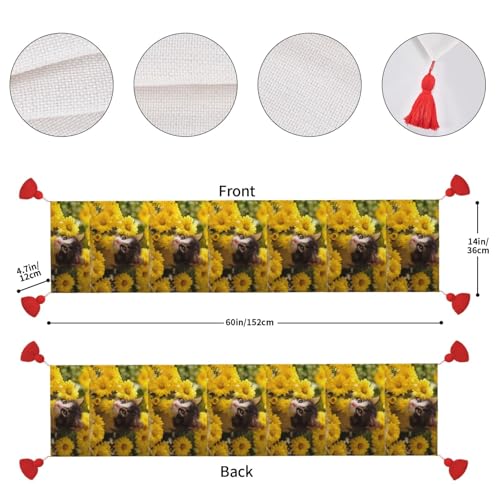 Chemin de table de Noël intérieur extérieur déco table de fête chat 35x152