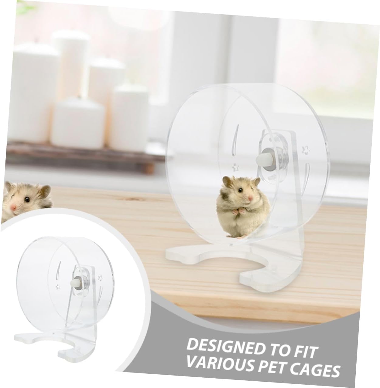 Silent Hamster Exercise Wheel with Stand, 22cm Jogging Wheel for Small Animals, Quiet Running Spinner for Mice, Gerbils, and Dwarf Hamsters Cage