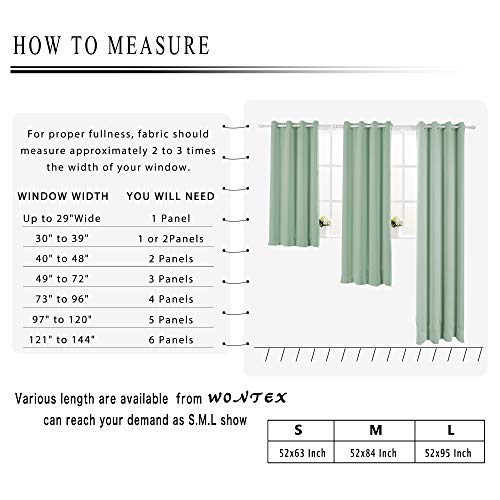 Wontex Blackout Curtains Room Darkening Thermal Insulated Grommet Curtain For Bedroom/Living Room, 52 X 95 Inch, Light Green, 2 Panels #TOP5