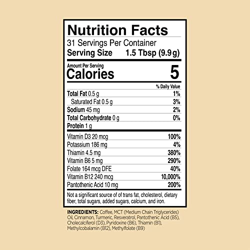 Vitacup Genius Ground Keto Coffee W/Turmeric, Mct Oil, B Vitamins, D3, Ground Coffee Medium Dark Roast, Bold & Smooth, 100% Arabica Coffee Grounds, 11 Oz #TOP6