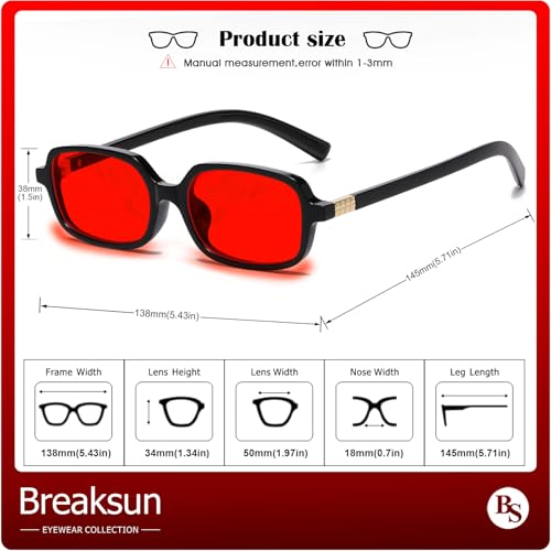 Image of Breaksun Retro Rectangle Glasses for Women Men Small Square Blue Light Blocking Glasses Vintage Eyeglasses