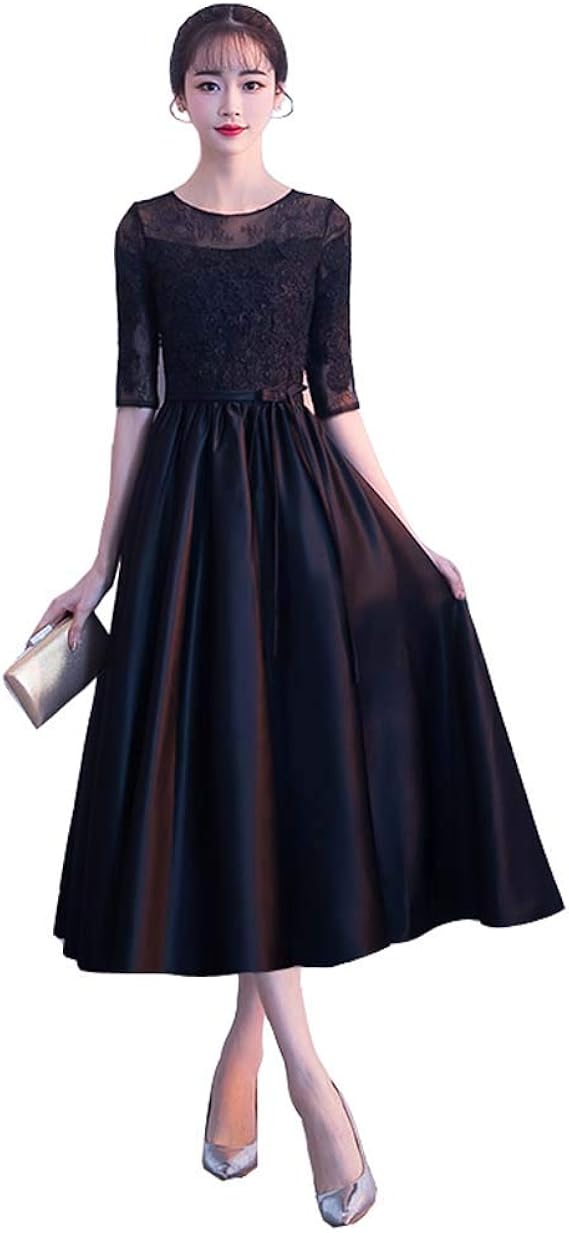 Amazon パーティードレス レディース ロング丈 ドレス 結婚式 ワンピース ウエディングドレス フォーマル ドレス お呼ばれ ミモレ丈 ドレス 二次会 ピアノ 発表会 披露宴 発表会 ドレス 大人 黒 パーティードレス 黒 イブニングドレス 通販