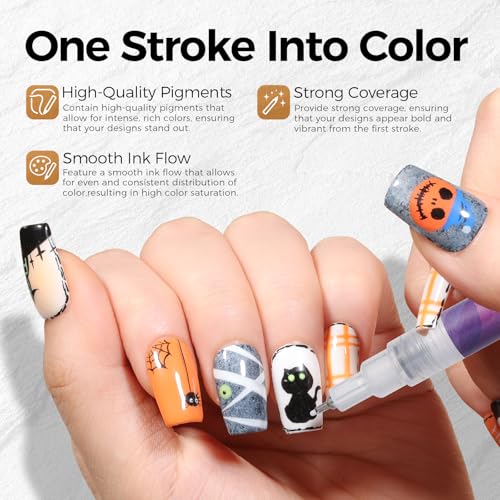 Image of 0.5mm Nail Art Pens 12 Colors, Quick Dry MarkerPens for DIY Nail | Precision Fine Tip, Non-Toxic, Nail Polish Pens for Painting /Dot /Liner, Beginner & Travel Friendly, Great Gift, Home Salon