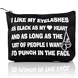 I Like My Eyelashes As Black As My Heart - Sassy Makeup Bag with Cute Funny Sayings for Girls Women Cosmetics Toiletry Travel Gifts