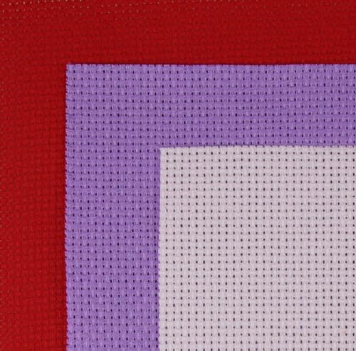Image of KCS 3 pc of 15 inch x 18 inch(38cmx45cm) Counted Cross Stitch Cotton Aida Cloth Needlework Rolled Fabric Box,14CT,Lavender+Pink+Red