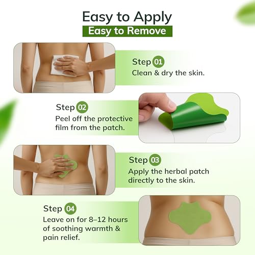 Image of FlexiBack Warming Herbal Back Pain Patches with 12-Hour Extra Strength & Adhesion - Bone-on-Bone, Spinal Joint Inflammation & Muscle Strain Support - 12 Heat Patches for Lower Back Pain Relief