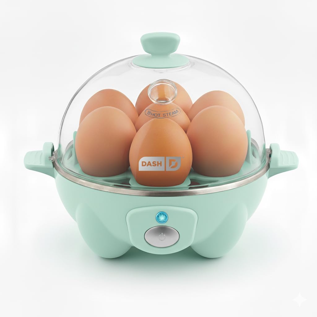 DASH Rapid Egg Cooker: 7 Egg Capacity Electric Egg Cooker for Hard Boiled Eggs, Poached Eggs, Scrambled Eggs, or Omelets with Auto Shut Off Feature - Aqua