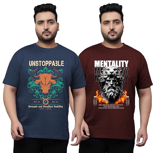 Image of West Gate Clothing Plus Size T-Shirt for Men | Cotton Mens Tshirt XL,2XL,3XL,4XL,5XL | Travel,Adventure T-Shirt | Urban | Mens T-Shirt Combo Pack of 2