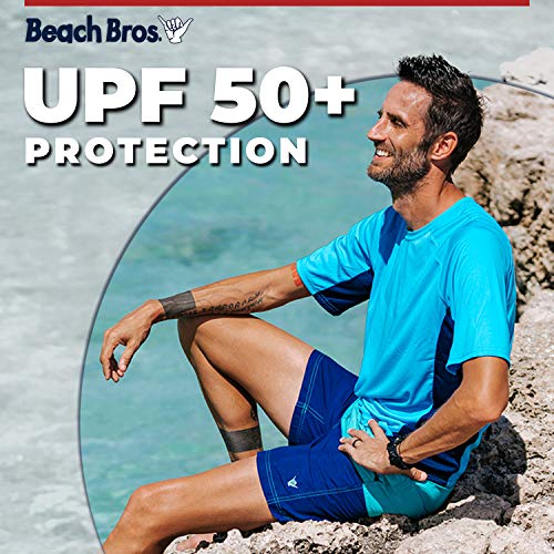 Beach Bros. Men's UPF 50+ Swim Shirt - Short Sleeve Quick Dry Rashguard3