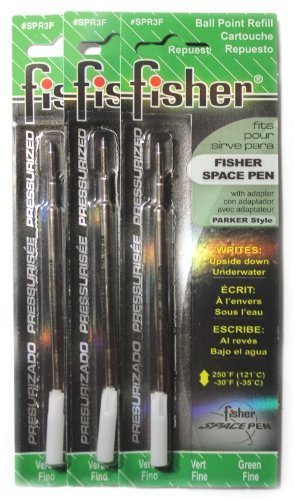 3 Pack Fisher Space Pen Green Ink Refills SPR3F Fine Tip by Fisher