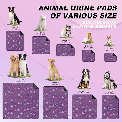 Image of WanpeeGoo Washable Pee Pads, Puppy Pee Pad for Dogs, 2 Pack Absorbent Reusable Training Dog Pads Pet Puppy Pads, Non-Slip Potty Pads for Whelping, Playpen, Crate, Bed, Purple 18 inchx24 inch