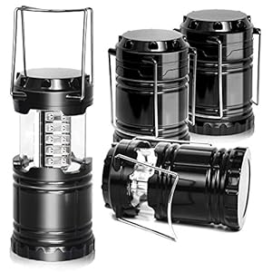 [4-Pack] LED Camping Lantern, Suitable Survival Kits for Hurricane, Emergency Light for Storm, Outages, Outdoor Portable Lanterns, Black, Collapsible Design and 30 LED Lights, APL1424