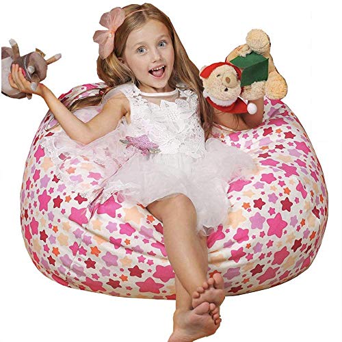 WEKAPO Stuffed Animal Storage Bean Bag Chair Cover for Kids | Stuffable Zipper Beanbag for Organizin - //coolthings.us