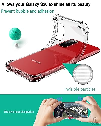 Image of ONES Samsung Galaxy S20 Crystal Clear Case, Shockproof Airbag Protective Case, Raise Edge Protect Camera & Screen, Transparent TPU Bumper Slim Thin Flexible Cell Phone Silicone Cover for Men Women