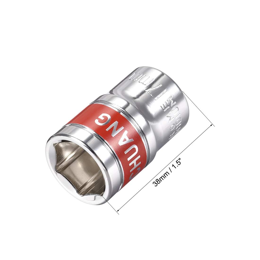 TA-VIGOR 1/2-Inch Drive by 17mm Shallow Socket with Red Band, Cr-V Drive Socket, 6-Point, Metric for Auto Repairing and Household - Image 2