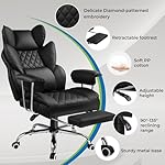 GTRACING Gaming Chair,Office Chair with Pocket Spring Lumbar Support, Ergonomic Comfortable Wide Office Desk Computer Chair with Outward Fixed Soft Armrests and Footrest (PU Leather, Black) - Image 5