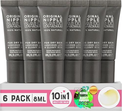 6X Original Nipple Balm 8mL Each 100% Natural Multi-Purpose for Dry Skin Luscious Lips & Glossy Bits | Fragrance Free (6 TRAVEL SIZE)