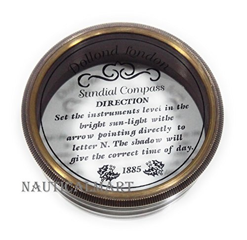 Brass Pocket Sundial Compass - Antique Dollond London ~ Nautical Best Gift miniatura 3