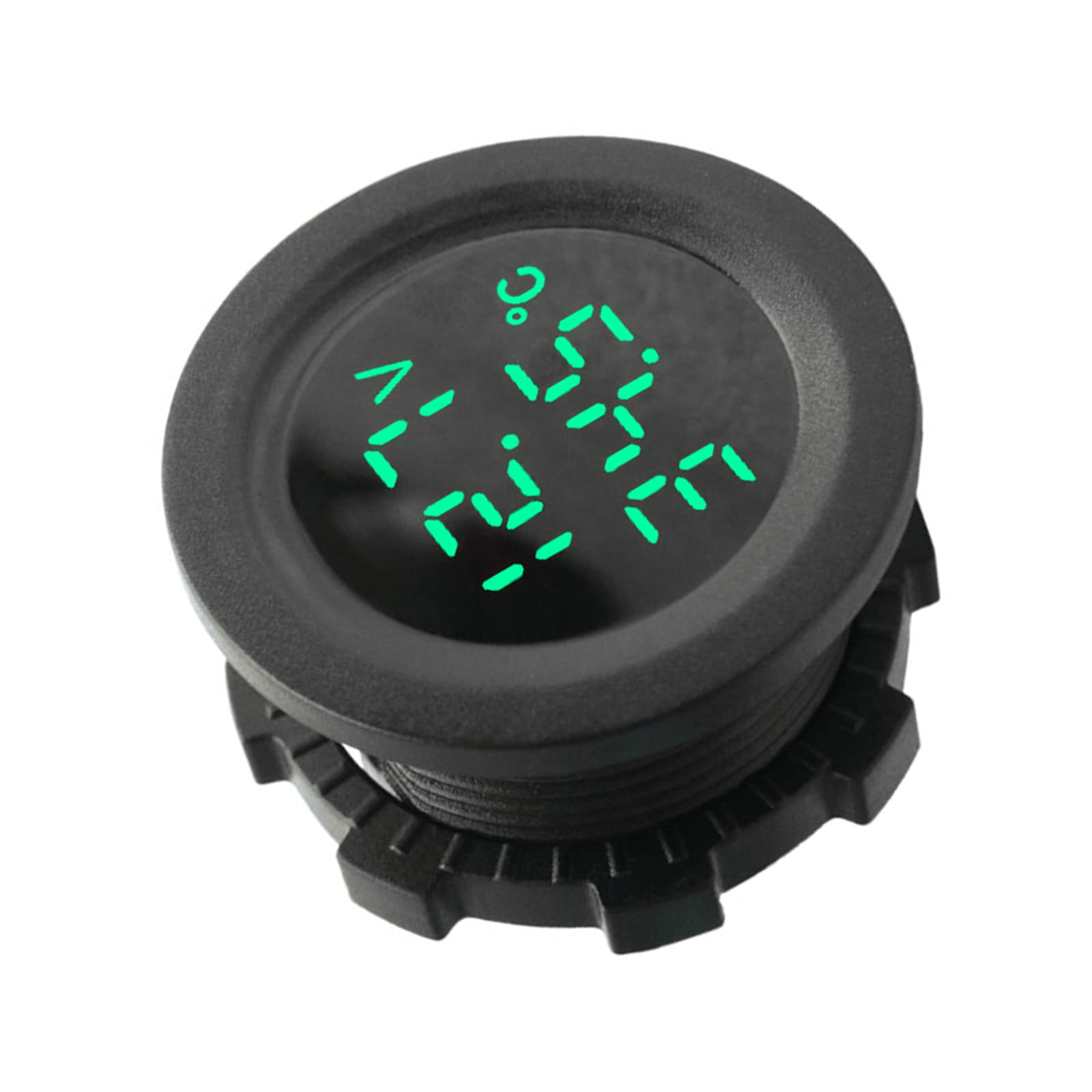 Voltmètre de voiture avec moniteur de température 12 V LED Affichage numérique Jauge de tension pour bateau, camping-car, véhicule marin, moto, camion