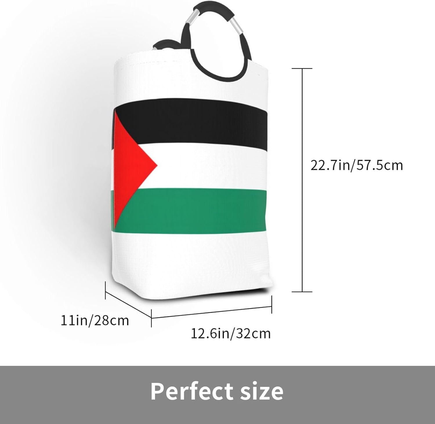 Palestine Flag Print Laundry Hamper With Handle, Large Laundry Bags Collapsible Dirty Clothes Basket For Bathroom