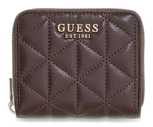 Porte-monnaie GUESS Paisleigh petit portefeuille zippé marron foncé espresso