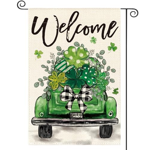 AVOIN colorlife St Patricks Day Truck Garden Flag 12x18 Inch