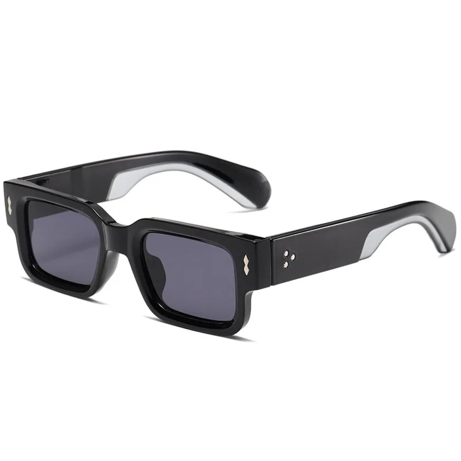 Lunettes de soleil à la mode avec rivets rétros et monture rectangulaire classique - 5