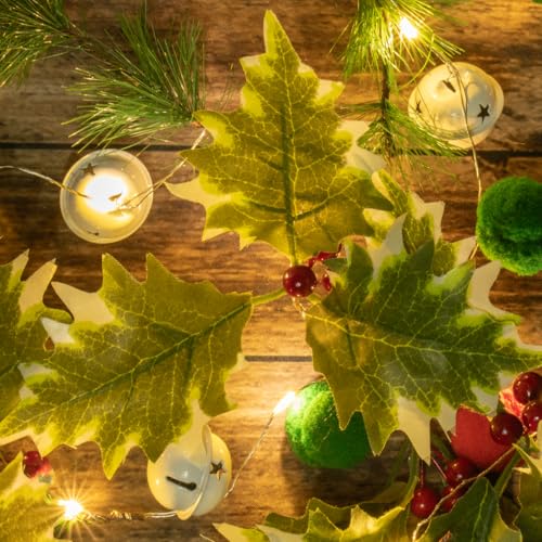 The Christmas Workshop 73999 20 Micro LED Pom Pom String Lights/Battery Operated Christmas Lights/Red, Green & White Colours/Warm White LEDs