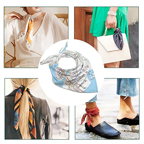 New York Subway Map Fashion Square Silk Like Scarves Wraps Headscarf Neck Hair Scarf Bundle Bag Decoration Accessories 18"×18"/25"×25"3
