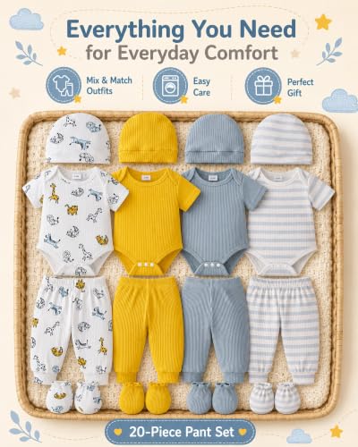Image of Baby Boy Girl Clothes Preemie Newborn Must Have Infant Essentials Outfits 20 Piece Clothing 0-18 Months