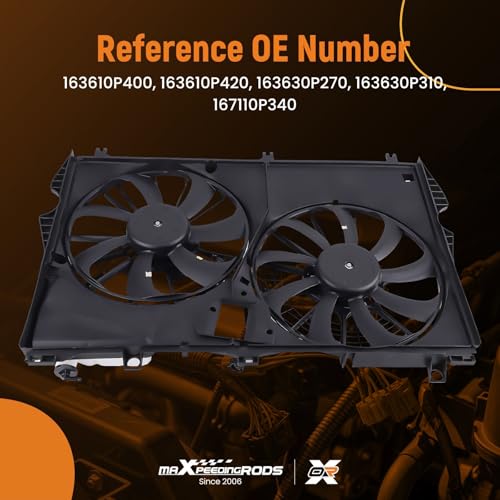 Image of maXpeedingrods Engine Radiator Cooling Fan Assembly for Lexus RX350 RX350 F Sport 2016-2022, for Lexus RX350L Base 2018-2022 V6 3.5L Replacement 163610P400 167110P340