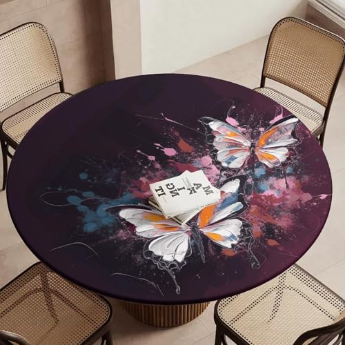 Nappe ronde ajustée imperméable et lavable pour table - 6