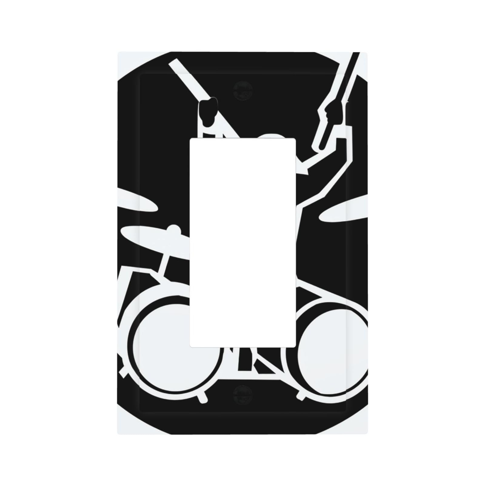 1-Gang Decorator Wall Plate Drummer Light Switch Cover Single Gang Receptacle Outlet Wall Plate Mid Size 5" x 3" Wallplate Unbreakable Polycarbonate Outlet Faceplates Covers