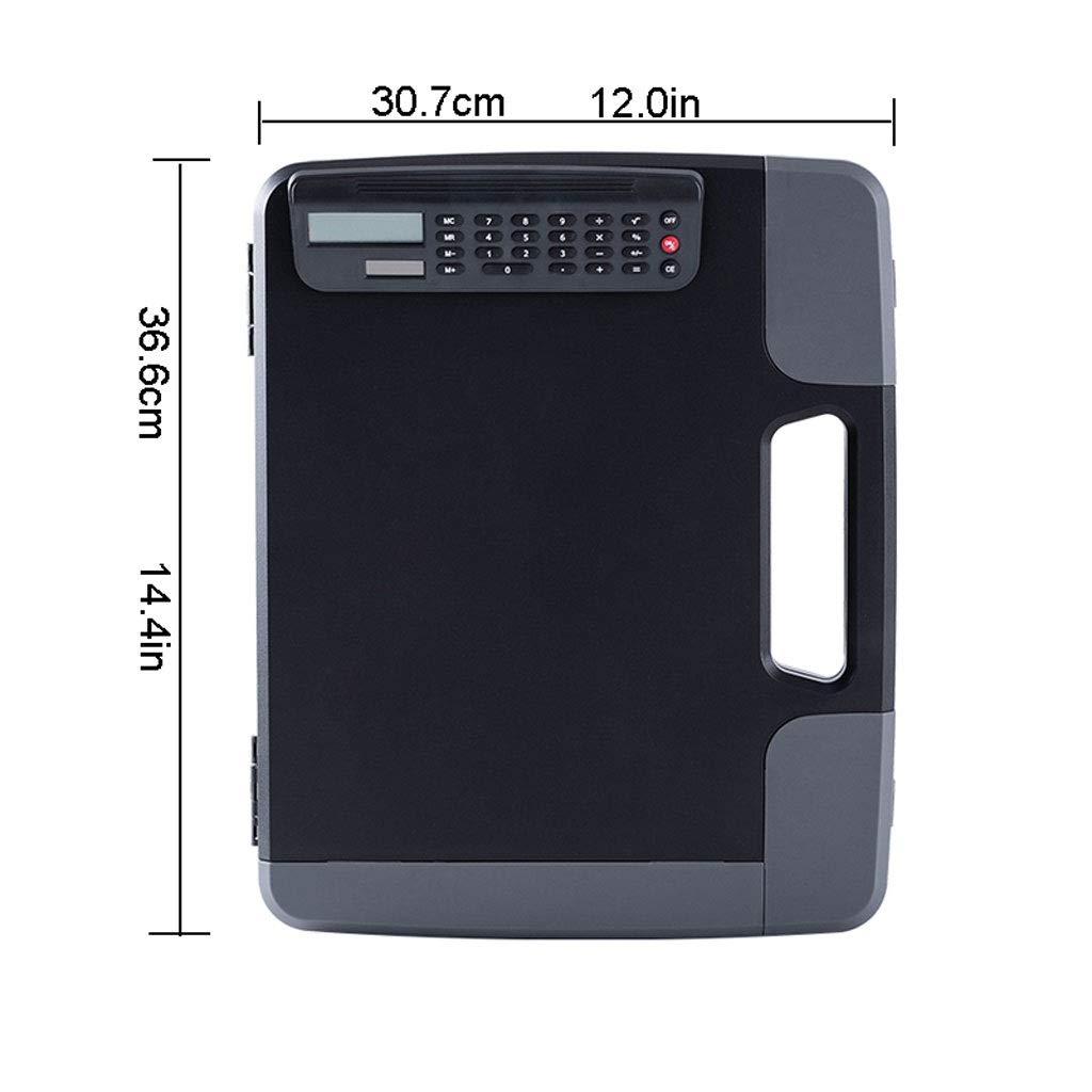 TOMYEUS Portablocco A4 Multifunzionale Cartella Board Plastic Cartella Binder con Scheda Calcolatrice Clipboard Clipboard Secondario for Gli Appunti Incontro Intervista (Nero) Tavoletta Portablocco