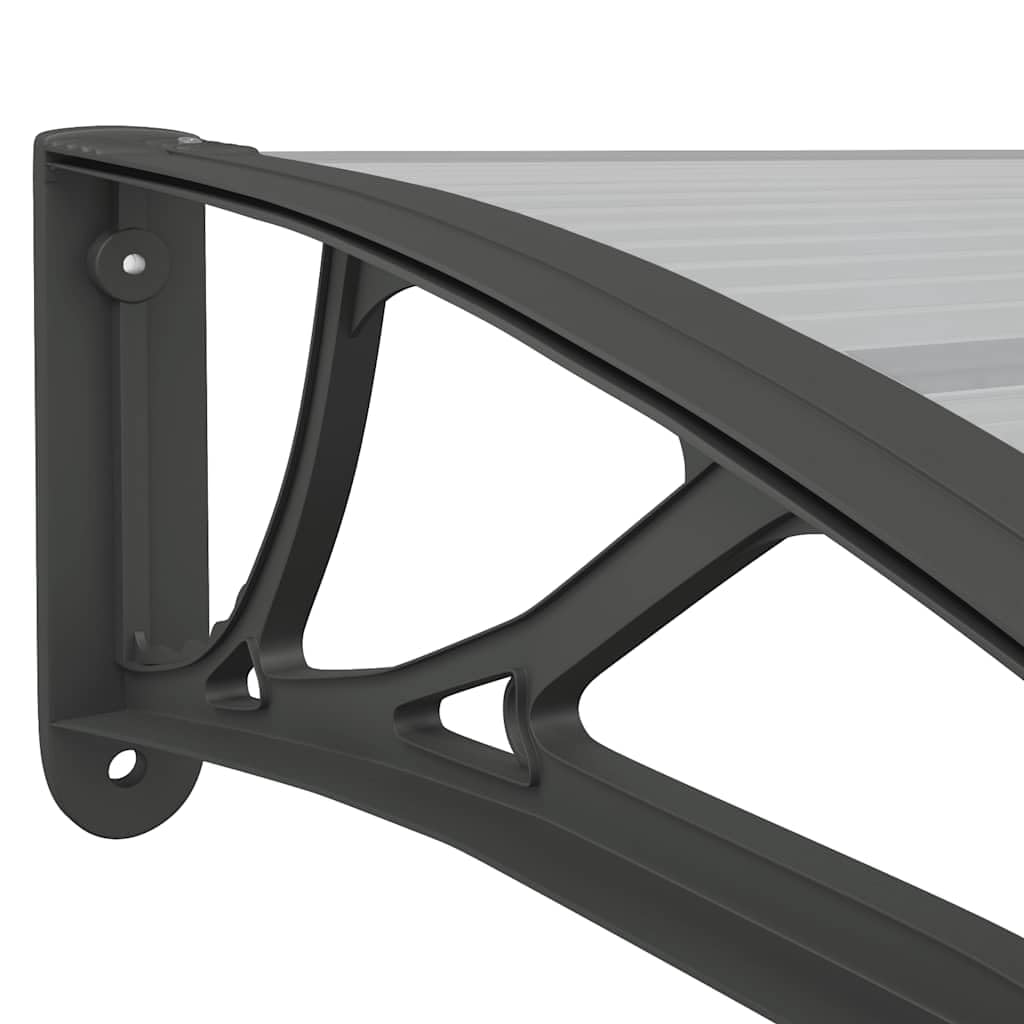 Marquesina para puerta, 80 x 75 cm, policarbonato, negro, transparente