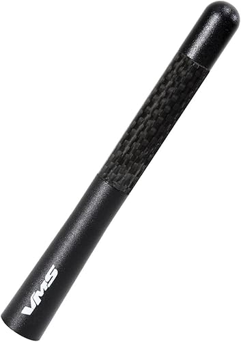 VMS RACING 5" NEGRO con fibra de carbono real negra CNC mecanizado Billet aluminio corto cinco pulgadas ANTENA Compatible con Lexus IS 200 IS250