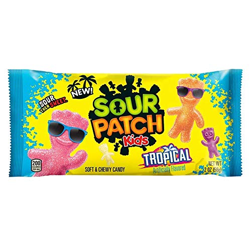 Sour Patch Kids Tropical - 4 x 56g Treat Size Bags | Sour Then Sweet - Soft & Chewy Candy (USA Import)