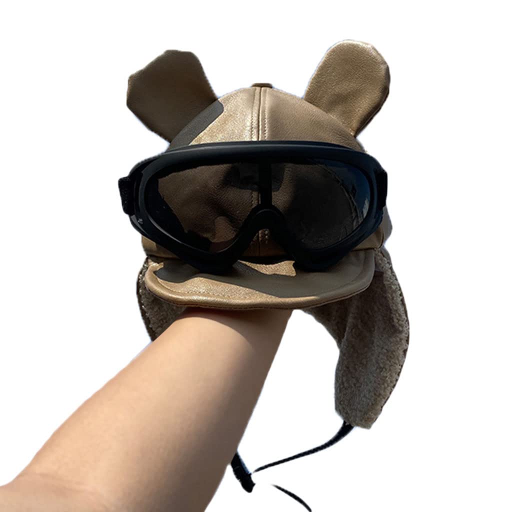 GRABAGECAN Children Trapper Hat Warm Baby Kid Winter Earflap Flyer Hat with Goggles Decorations for Kids Khaki