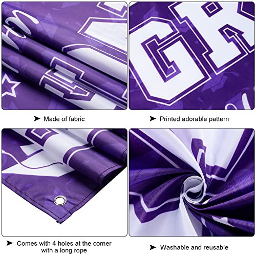 Image of 37Pcs Graduation Banner Balloon Decorations Class of 2026, Congrats Grad Banner Yard Outdoor Decorations, Graduation Balloons Banner Set for High School College Graduation Party Supplies, Purple