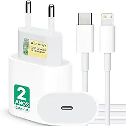 Carregador Turbo Compativel c/iPhone X Xr SE 11 12 13 14 - Kit Cabo Usb-C-Lightning + Fonte Ultra Rápida 25W Pro, Hight Security - UTBX®