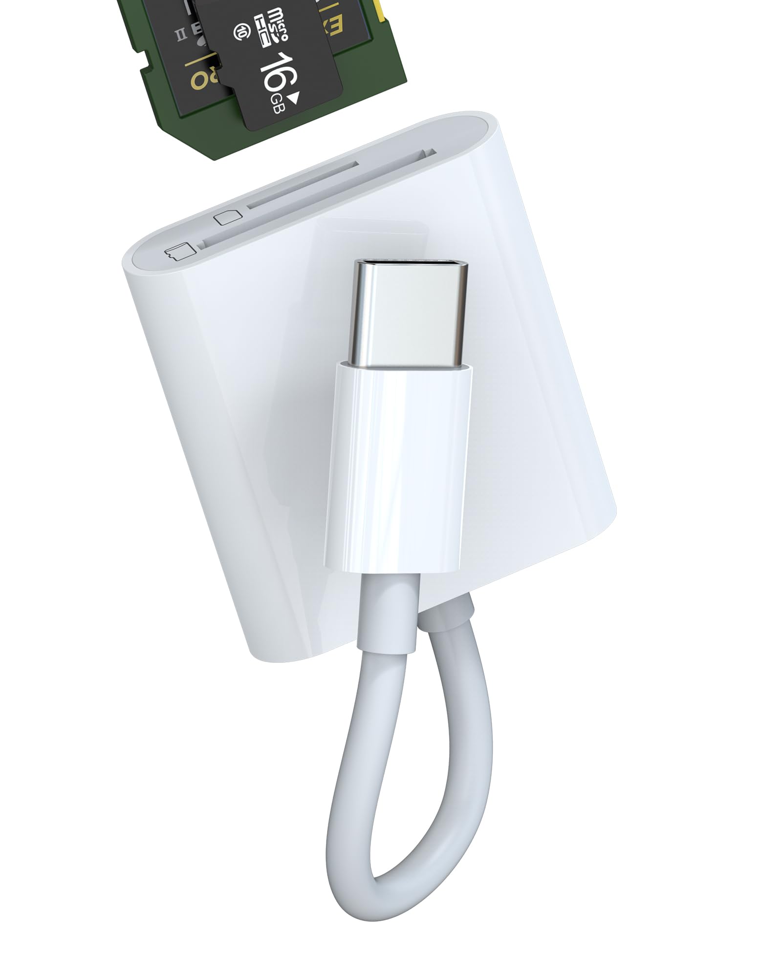 Lettore Schede SD per iPhone, Adattatore Scheda SD per iPhone, SD Card Reader for iPhone, Lettore Schede Memoria per iPhone 15/Pro Max/Pro/Plus/iPad Pro/MacBook Pro/Air, Samsung Galaxy (USB C-3 IN 1