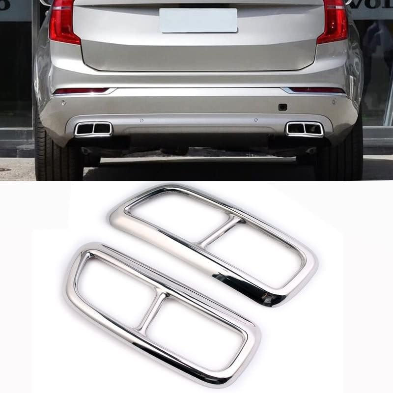 Car Tail Tip Pipe Protective Cover For Volvo XC90 XC 90 2016 2017 2018 2019 2020,Auto Tail Throat Exhaust Pipe Trim Frame Cover Stickers Exterior Accessories